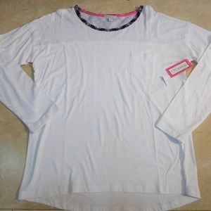 Lounge Affair White Long Sleeve Sleep Top Shirt M